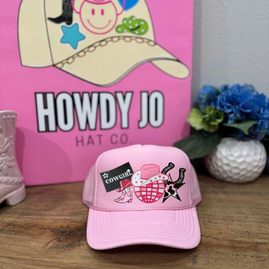 Cowgirl Disco Faux Patch Trucker Hat