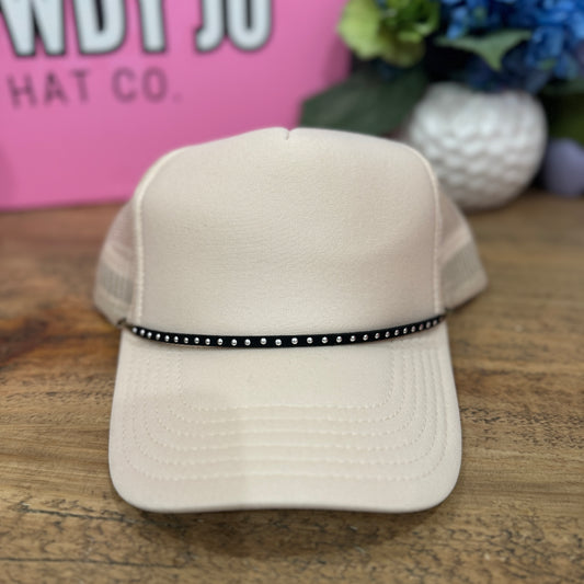 Black Leather Stud Hat Chain